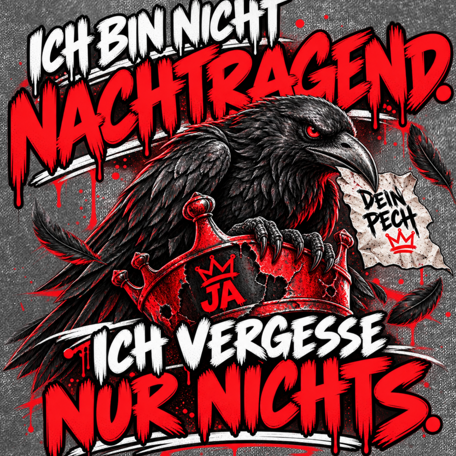 JA Ich vergesse nichts – Oversize-Washed-Hoodie, Nahaufnahme vom Motiv