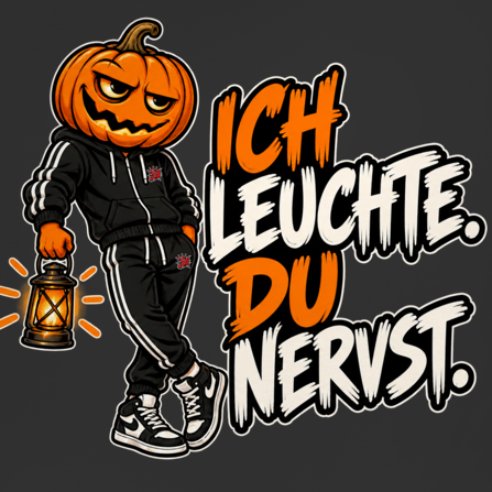 JA Ich leuchte – Herren-Bio-T-Shirt, Nahaufnahme vom Motiv