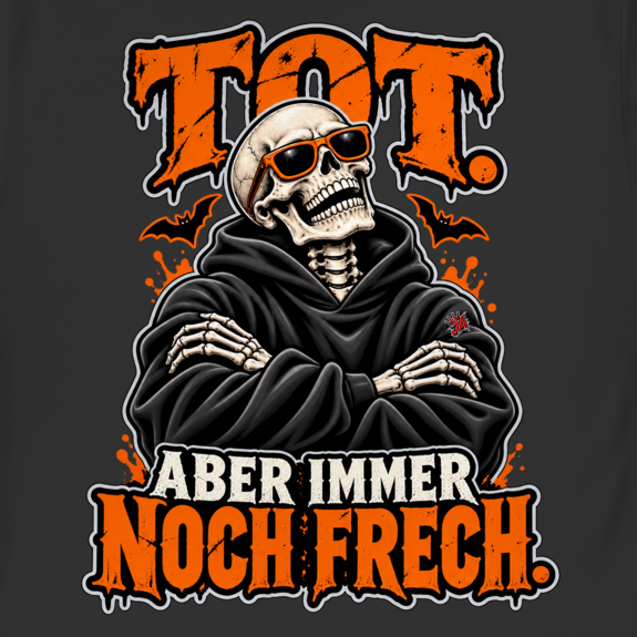 JA Knochenfrech – Herren-Bio-T-Shirt, Nahaufnahme vom Motiv