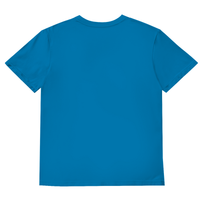 JA Knochenfrech – Herren-V-Neck-Shirt in Azurblau, Rückansicht ohne Druck