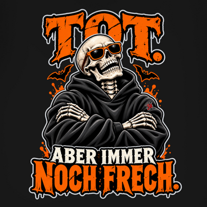 JA Knochenfrech – Herren-V-Neck-Shirt, Nahaufnahme vom Motiv