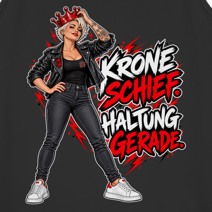 JA Krone schief, Haltung gerade – Damen-Bio-Tanktop, Nahaufnahme vom Motiv
