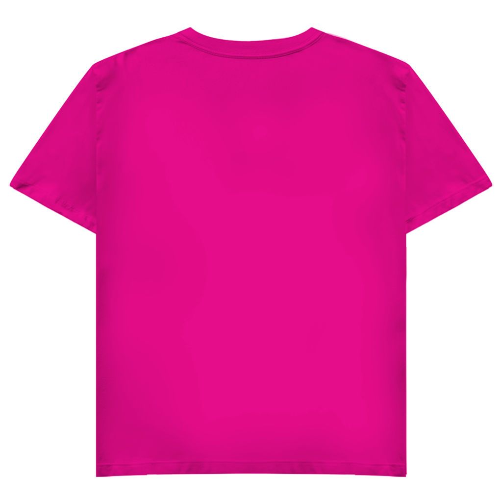 JA Kussbiss – Damen-V-Neck-Shirt in Fuchsia, Rückansicht ohne Druck