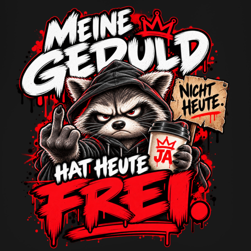 JA Meine Geduld hat heute frei – Herren-V-Neck-Shirt, Nahaufnahme vom Motiv