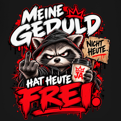 JA Meine Geduld hat heute frei – Herren-V-Neck-Shirt, Nahaufnahme vom Motiv