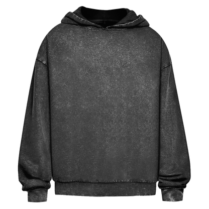 JA Mein Kopf, meine Regeln – Oversize-Washed-Hoodie in Schwarz, Vorderansicht ohne Druck