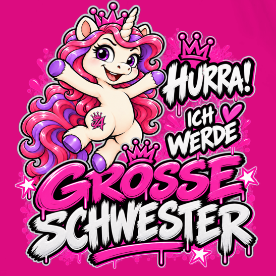 JA Große Schwester Einhorn – Turnbeutel, Nahaufnahme vom Motiv