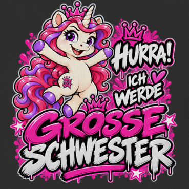 JA Große Schwester Einhorn – Baby-Body, Nahaufnahme vom Motiv