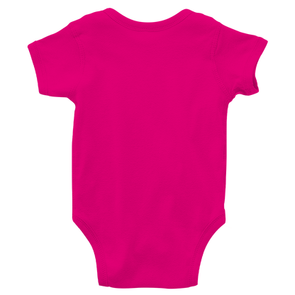 JA Große Schwester Einhorn – Baby-Body in Fuchsia, Rückansicht ohne Druck