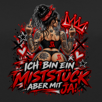 JA Miststück – Damen-Hoodie, Nahaufnahme vom Motiv