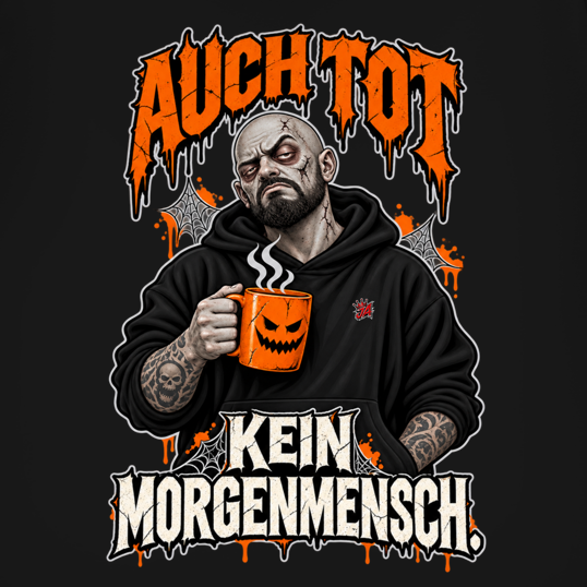 JA Morgenmuffel – Herren-V-Neck-Shirt, Nahaufnahme vom Motiv