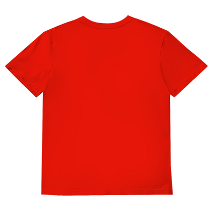 JA Morgenmuffel – Herren-V-Neck-Shirt in Rot, Rückansicht ohne Druck