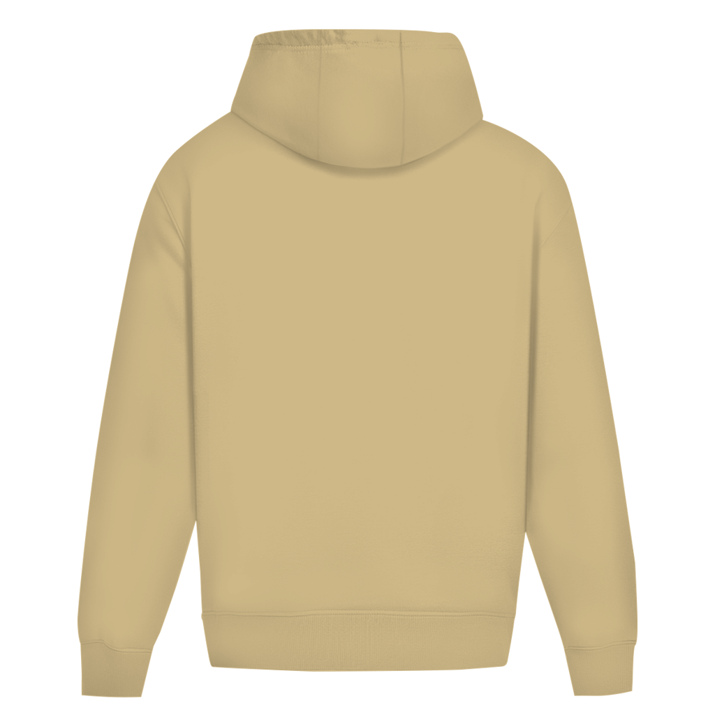 JA Morgenmuffel – Oversize-Hoodie in Sand, Rückansicht ohne Druck