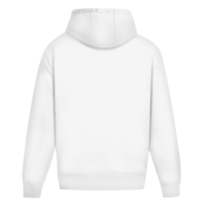JA Morgenmuffel – Oversize-Hoodie in Weiß, Rückansicht ohne Druck