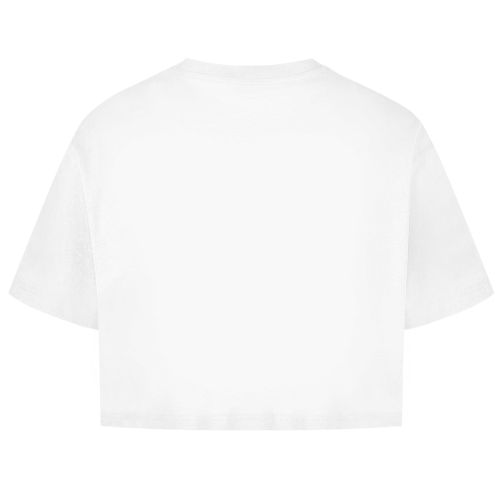 JA Orakel – Damen-Crop-Top in Weiß, Rückansicht ohne Druck