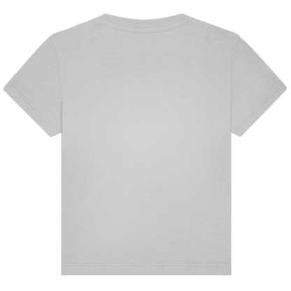 JA Quatschhexe – Baby-T-Shirt in Grau meliert, Rückansicht ohne Druck