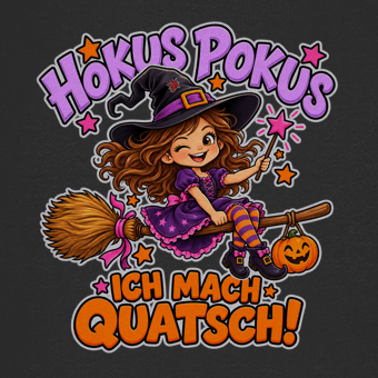 JA Quatschhexe – Kinder-Hoodie, Nahaufnahme vom Motiv