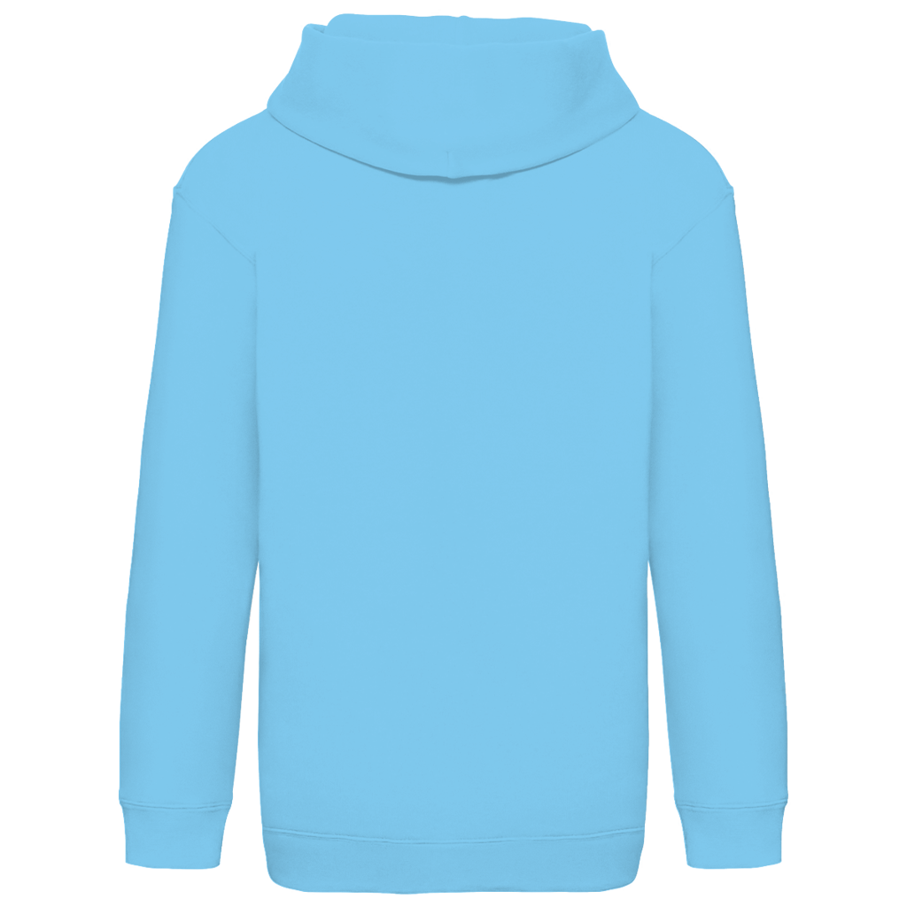 JA Quatschhexe – Kinder-Hoodie in Himmelblau, Rückansicht ohne Druck