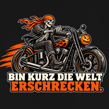 JA Spukbiker – Herren-V-Neck-Shirt, Nahaufnahme vom Motiv