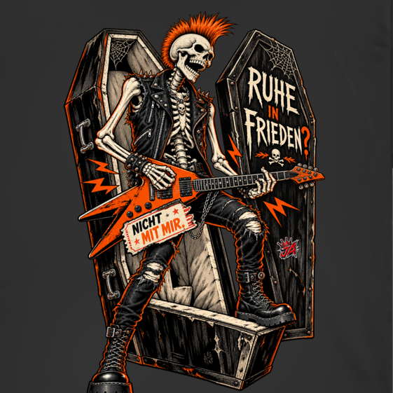 JA Totenrocker – Herren-T-Shirt, Nahaufnahme vom Motiv