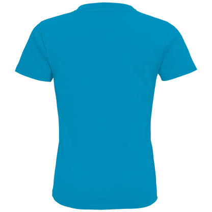 JA Schulstart Einhorn – Kinder-T-Shirt in Aqua, Rückansicht ohne Druck