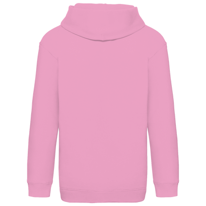 JA Pausen-Waschbär Pink – Kinder-Hoodie in Hellrosa, Rückansicht ohne Druck